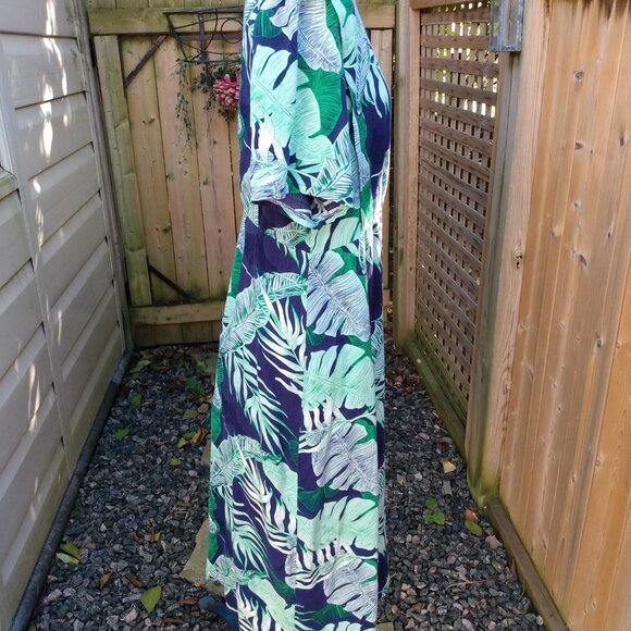 Amish Mennonite Cape Dress 42" Bust 38" Waist Rayon Blue Green Handmade Modest - Picture 9 of 10